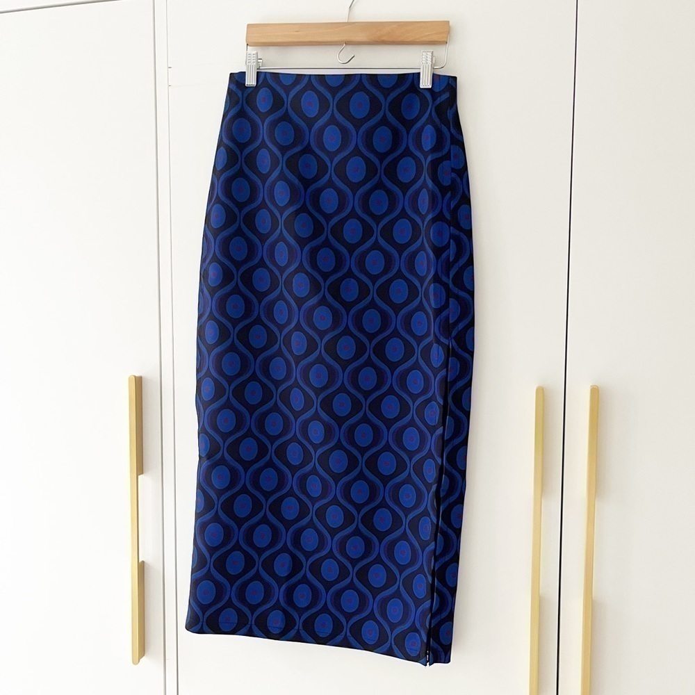 Blue Geometric Midi Skirt - Picture 5 of 10